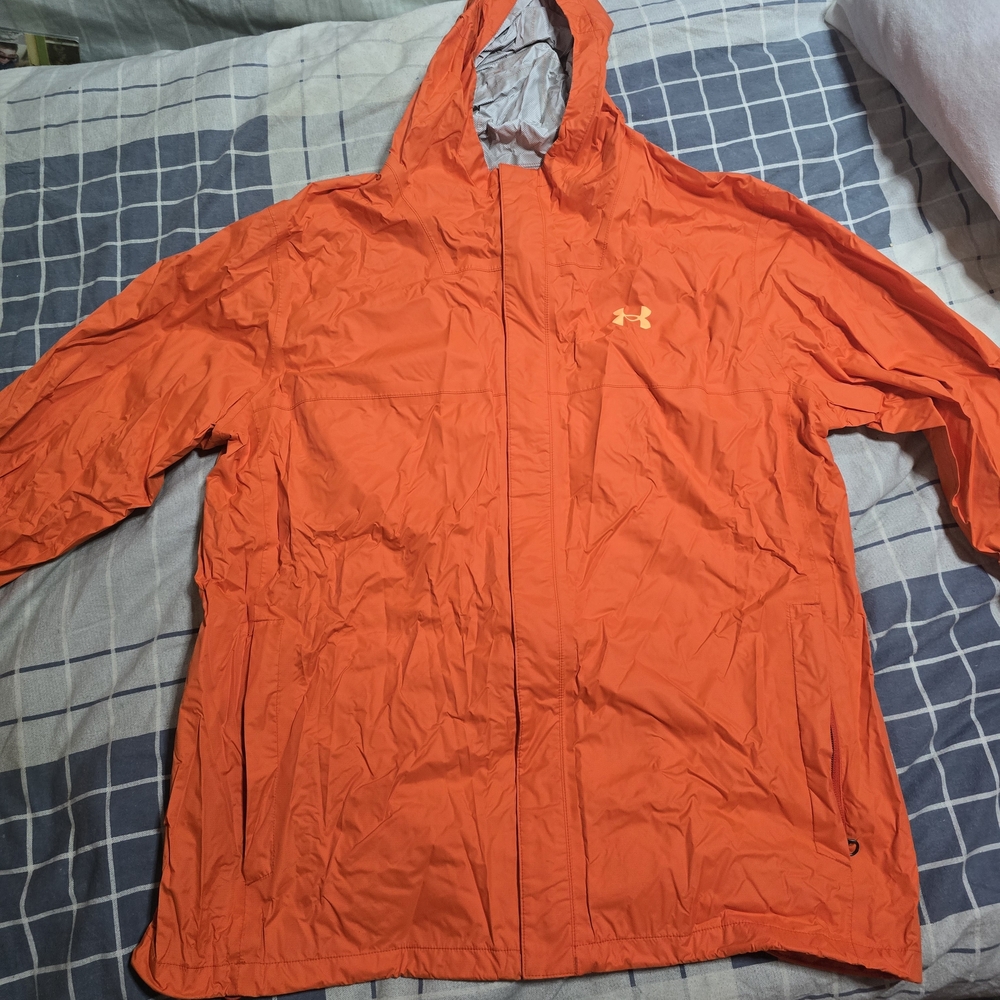 Orange Hooded Windbreaker Jacket